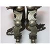 Image 3 : Unmarked Estrada Silver Overlaid Spurs- .75" Bands- 2.5" Shanks- 16 Point Etched Rowels- Barrel Chap
