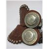 Image 5 : Unmarked Estrada Silver Overlaid Spurs- .75" Bands- 2.5" Shanks- 16 Point Etched Rowels- Barrel Chap