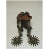 Image 6 : Unmarked Estrada Silver Overlaid Spurs- .75" Bands- 2.5" Shanks- 16 Point Etched Rowels- Barrel Chap