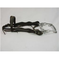 Unmarked Old Miles City Dotted Headstall- Aluminum Heart Shank Curb Bit- Throatlatch Has Been Replac