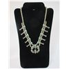 Image 1 : Marked Sterling 89 Squash Blossom Necklace- Turquoise and Sterling- 12"