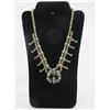 Image 2 : Marked Sterling 89 Squash Blossom Necklace- Turquoise and Sterling- 12"