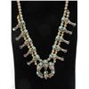 Image 3 : Marked Sterling 89 Squash Blossom Necklace- Turquoise and Sterling- 12"