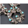 Image 4 : Marked Sterling 89 Squash Blossom Necklace- Turquoise and Sterling- 12"