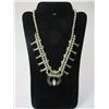 Image 6 : Marked Sterling 89 Squash Blossom Necklace- Turquoise and Sterling- 12"
