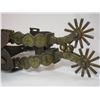 Image 3 : Marked Visalia Saddle Co SF Cal Brass Inlaid Spurs- Heart Pattern- 1" Bands- 2.5" Shanks- 12 Point R