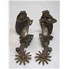 Image 8 : Marked Visalia Saddle Co SF Cal Brass Inlaid Spurs- Heart Pattern- 1" Bands- 2.5" Shanks- 12 Point R