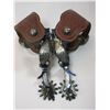 Unmarked E Garcia Silver Inlaid Spurs- 1" Bands- 2.5" Shanks- 12 Point Rowels- Jingle Bobs- Rowel Co