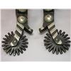 Image 2 : Unmarked Heavy Banded Schnitger Silver Inlaid Spurs- Cheyenne Split Heel Bands- 1" Bands- 3.5" Shank