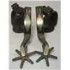 Marked Kelly Bros Silver Overlaid Spurs- Etched- .75" Bands- 2.75" Shanks- 6 Point Rowels- Stamped S