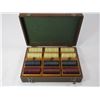 Image 1 : Box of Old Poker Chips- Embossed Jockeys- Double Sided- Box 12" x 8.5"