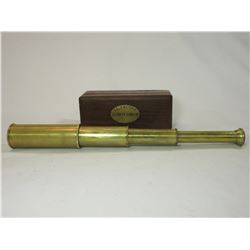 Brass Telescope In Dovetailed Box- Box Marked Stanley London Telescope