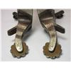 Image 3 : Marked LWH005 Silver Inlaid spurs- 1" Bands- 2.25" Shanks- 10 Point Rowels- Chap Guards