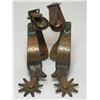 Image 1 : Marked Kelly Copper Overlaid Spurs- 1" Bands at the Widest- 2" Shanks- 9 Point Rowels- Straps- Rate 