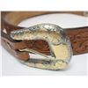Image 2 : Unmarked Tooled Belt With Silver Ranger Buckle Set- 45"