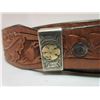 Image 3 : Unmarked Tooled Belt With Silver Ranger Buckle Set- 45"