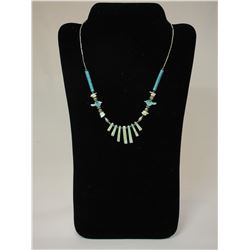 Unmarked Sterling and Turquoise Necklace- 10"