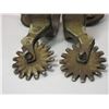 Image 2 : Unmarked Nickel Silver Overlaid Spurs- 1" Bands- 1.5" Shanks- 16 Point Rowels- Some Loss of Silver o