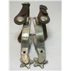 Marked Kelly Nickel Silver Overlaid Spurs- .75" Bands- 1.75" Shanks- 5 Point Rowels- Straps