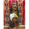 Image 1 : Carved Indian and Eagle Wall Hanging With Stand- 38" X 12"
