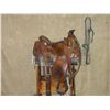 Image 1 : Unmarked Padded Seat Saddle- 16" Seat- Tooled- Saddle Pad- Halter