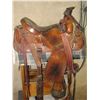 Image 2 : Unmarked Padded Seat Saddle- 16" Seat- Tooled- Saddle Pad- Halter