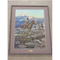 Signed CM Russell Print- "Free Trapper- 1911- 38" X 29.5"