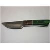 Image 3 : Unmarked Damascus Knife- 3.75" Blade- 4" Handle- Tooled Sheath