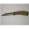 Image 3 : Marked AJS Antler Handled Knife- Engraved= 3.75" Blade- 4" Handle- Sheath
