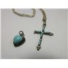 Image 2 : Marked OTO .925 Necklace With Pendant 10.5"- Turquoise