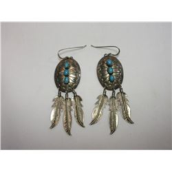 Marked Sterling NN and Turquoise Earrings