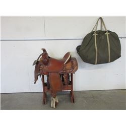 Circle Y Saddle- 15.5" Seat- Shovel Cantle- Breast Collar- Basket Stamped- Great Condition- Stand an