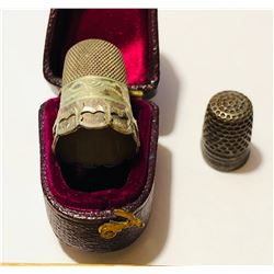 GR OF 2, SILVER THIMBLES WITH VELVET BOX