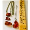 Image 1 : GR OF 3, AMBER & GOLD NECKLACES & BROACH