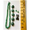 Image 1 : GR OF 4, NECKLACE, BRACELET, BROACH, EARRINGS W/ GREEN GEM STONES