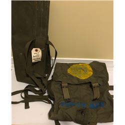GR OF 2, WW II CANVAS DUFFEL BAG & FIRST AID SACK.