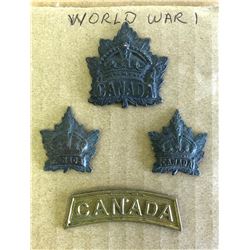 GR OF 4, CANADIAN WW I BADGES