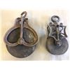 Image 1 : GR OF 2 ANTIQUE WOOD PULLEYS