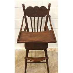 ANTIQUE CHILD'S WOODEN HIGH CHAIR