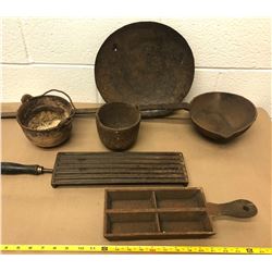 GR OF 6, ANTIQUE GOLD FORGING UTENSILS