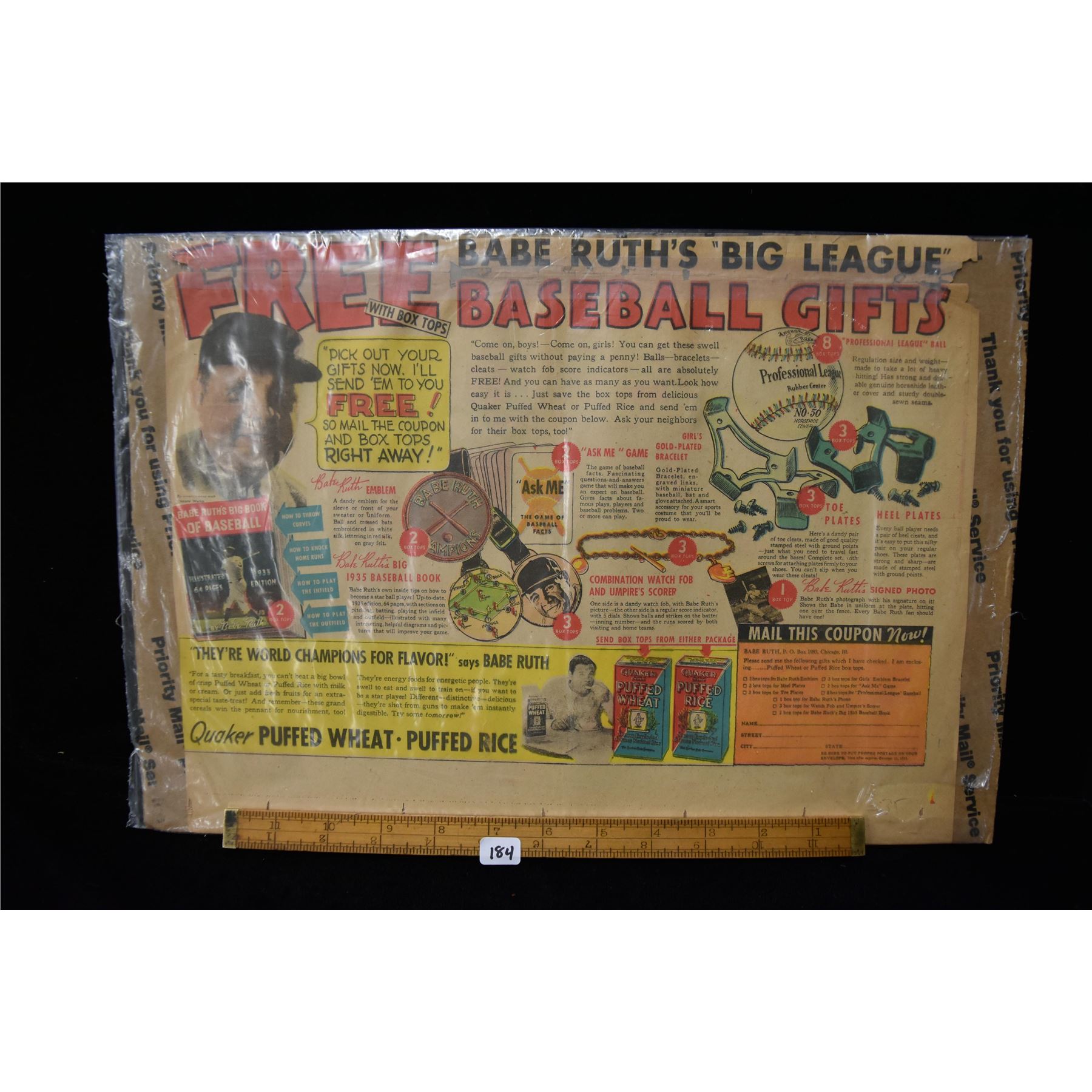 Vintage Babe Ruth Big League baseball gifts