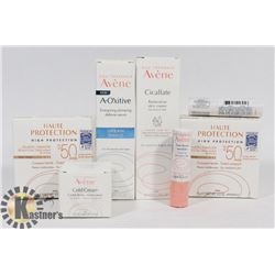 LOT OF NEW ASSORTED AVENE SKIN CARE PRODUCT.