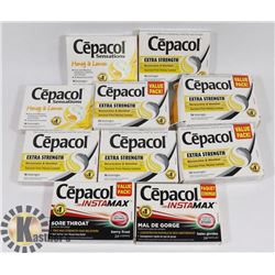 LOT OF ASSORTED CEPACOL COUGH/SORE THROAT DROPS.