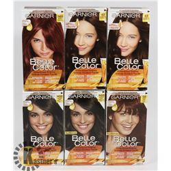 LOT OF 6 ASSORTED GARNIER HAIR DYE