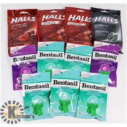 LOT OF ASSORTED SORE THROAT MEDICINE.