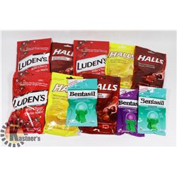 LOT OF ASSORTED SORE THROAT MEDICINE.