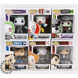 LOT OF 6 ASSORTED FUNKO POP VINYL FIGURES.