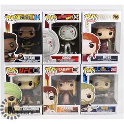 LOT OF 6 ASSORTED FUNKO POP VINYL FIGURES.