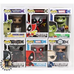 LOT OF 6 ASSORTED FUNKO POP VINYL FIGURES.
