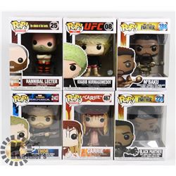 LOT OF 6 ASSORTED FUNKO POP VINYL FIGURES.